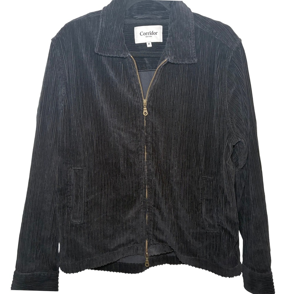 Corridor New York Black Wide Wale Corduroy Full Zip Jacket Mens Medium AW21